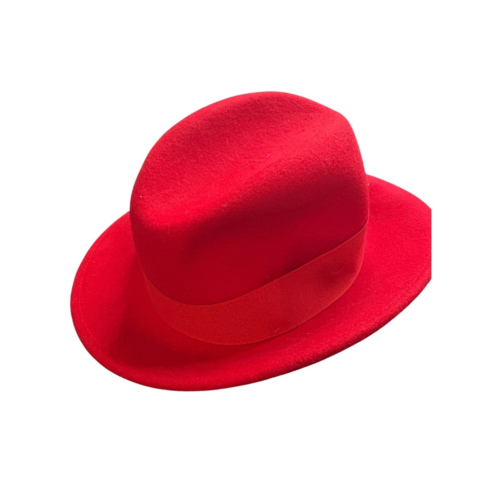 Betmar New York Red Wool Felt Fedora Hat Made in Italy Style K 853 Bow Band